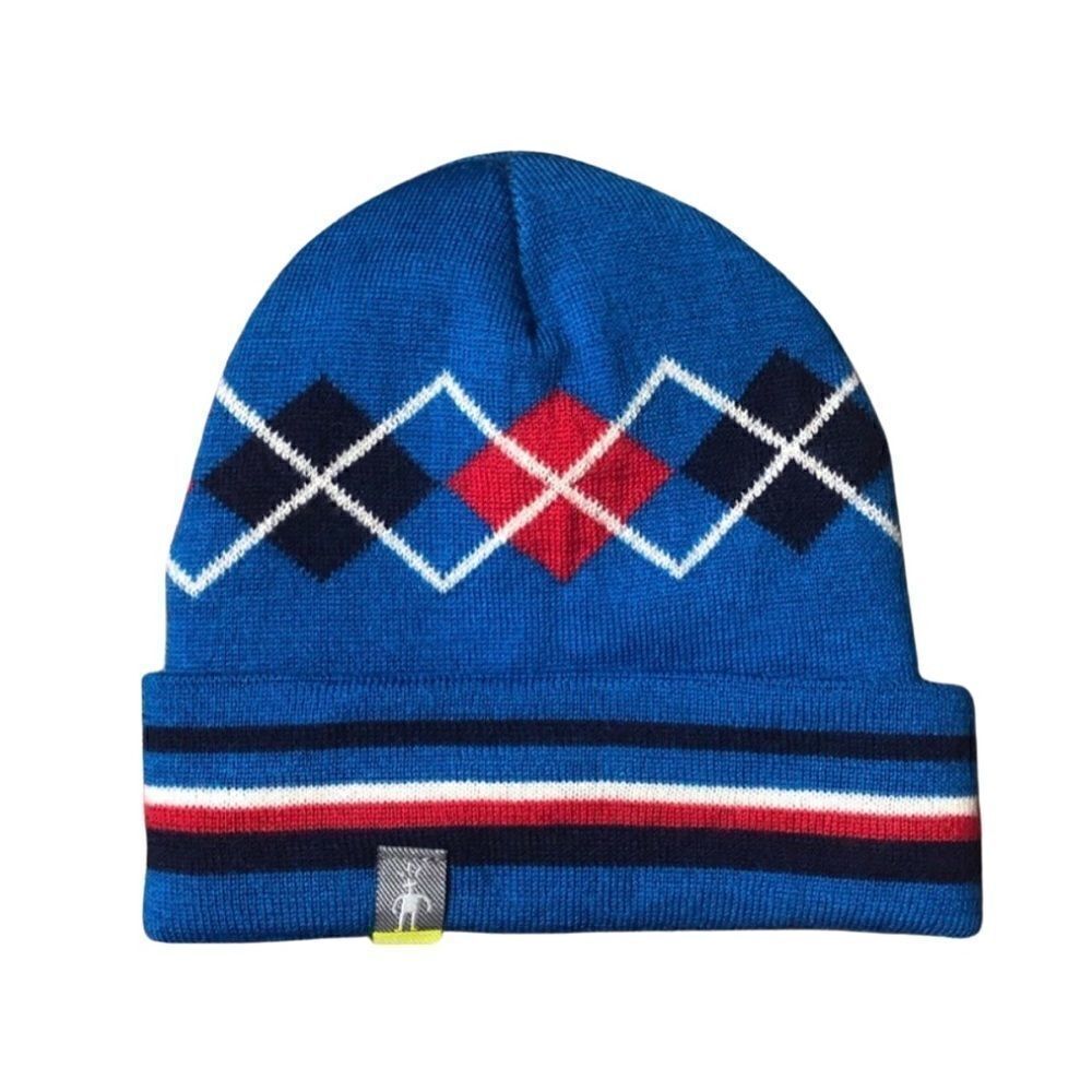 Reversible Smartwool Baby Hat 12-24 Mos Argyle Red Blue